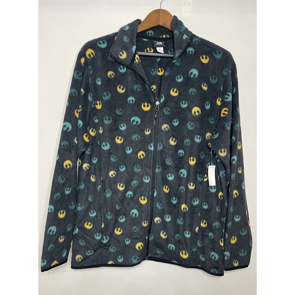 Star Wars Men's Medium Amazon Essentials Navy Blue Fleece Zip Up Jacket NEW